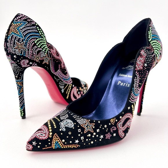 NWOB Christian Louboutin Multicolor Embellished Heels - Picture 1 of 14